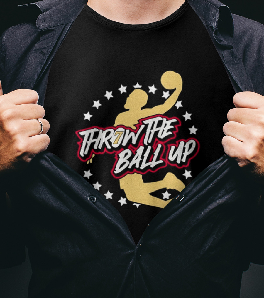 Throw The Ball Up Basketball Player Silhouette With Stars T-Shirt