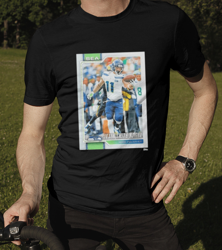 SEA Seahawks Jaxon Smith Njigba Topps Wide Receiver Trading Card T-Shirt