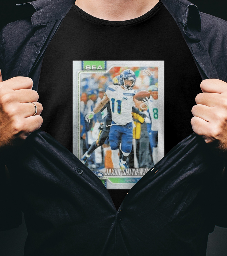 SEA Seahawks Jaxon Smith Njigba Topps Wide Receiver Trading Card T-Shirt