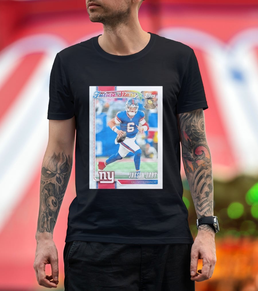 Future Stars Jaxson Dart New York Giants Quarterback Topps Card T-Shirt