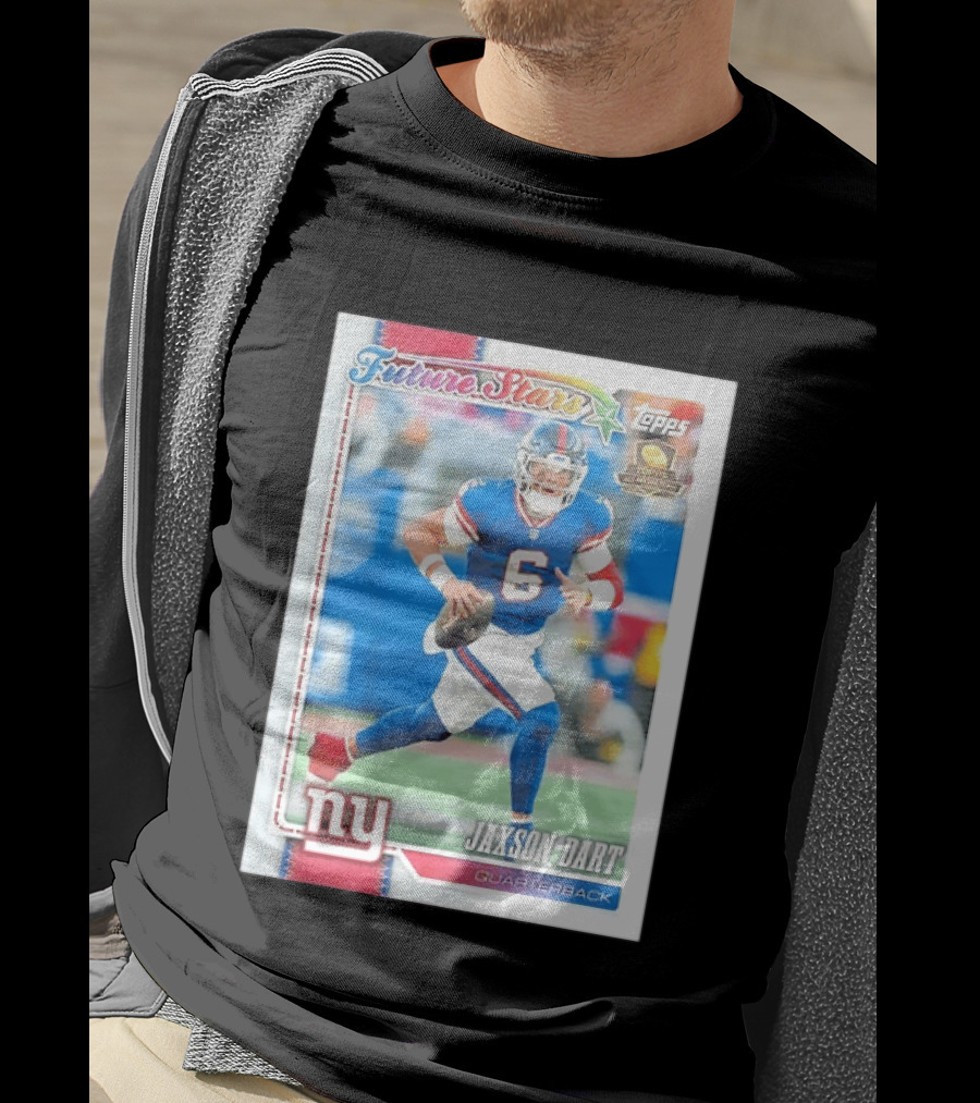 Future Stars Jaxson Dart New York Giants Quarterback Topps Card T-Shirt
