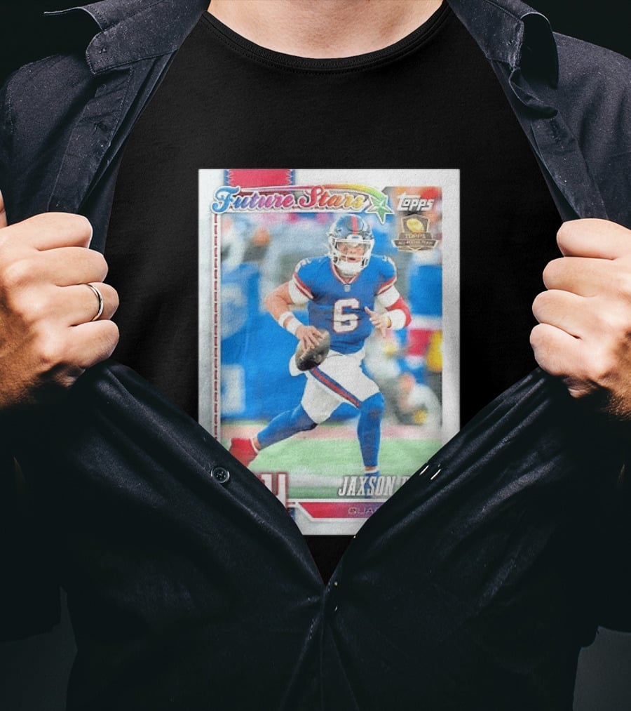 Future Stars Jaxson Dart New York Giants Quarterback Topps Card T-Shirt