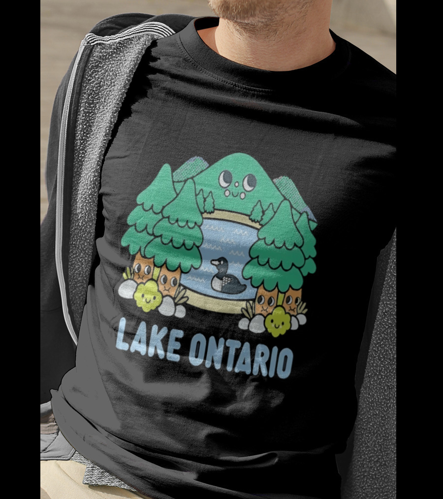Lake Ontario Cute Forest Creature And Goose Scene T-Shirt