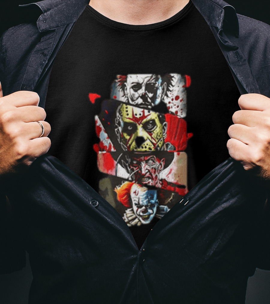 Michael Myers Jason Voorhees Freddy Krueger Pennywise Horror Movie Characters T-Shirt