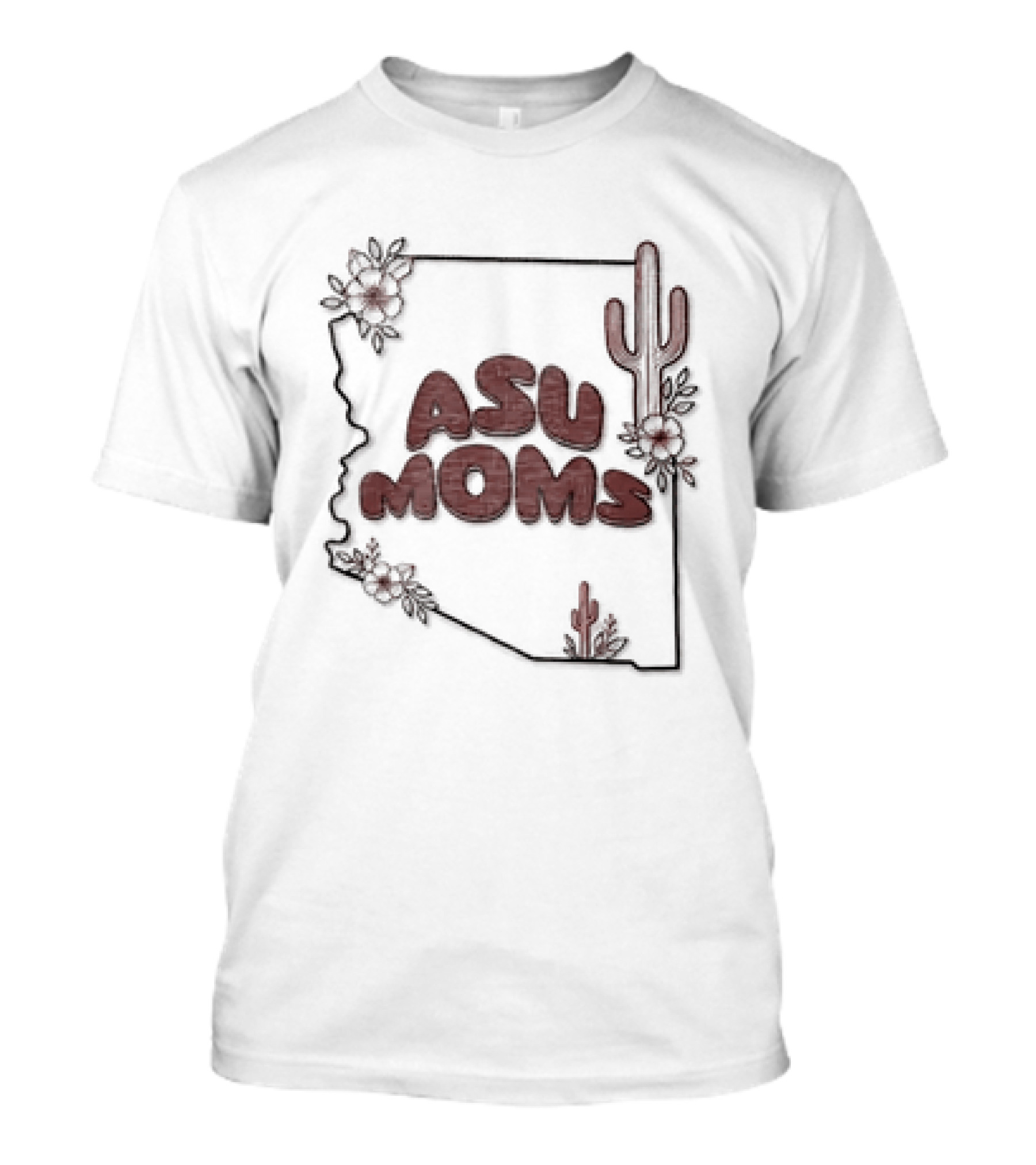 Arizona State University Moms Map Flowers Cactus T-Shirt