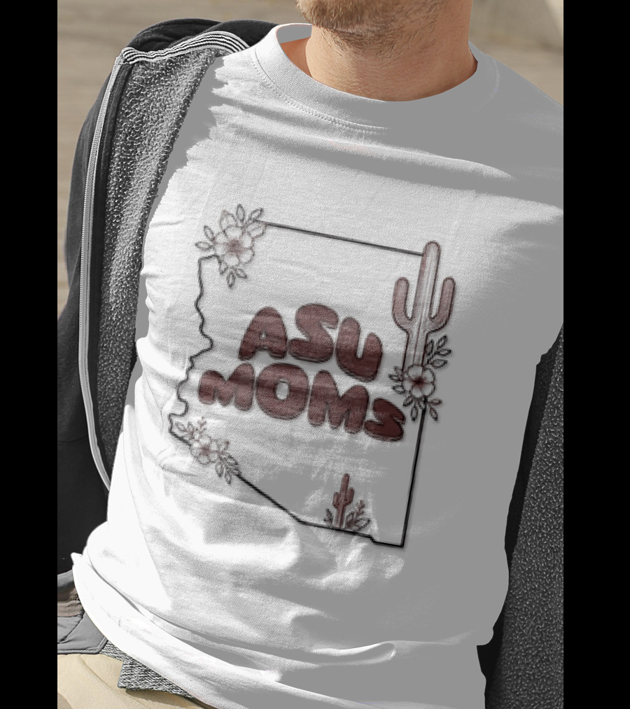 Arizona State University Moms Map Flowers Cactus T-Shirt