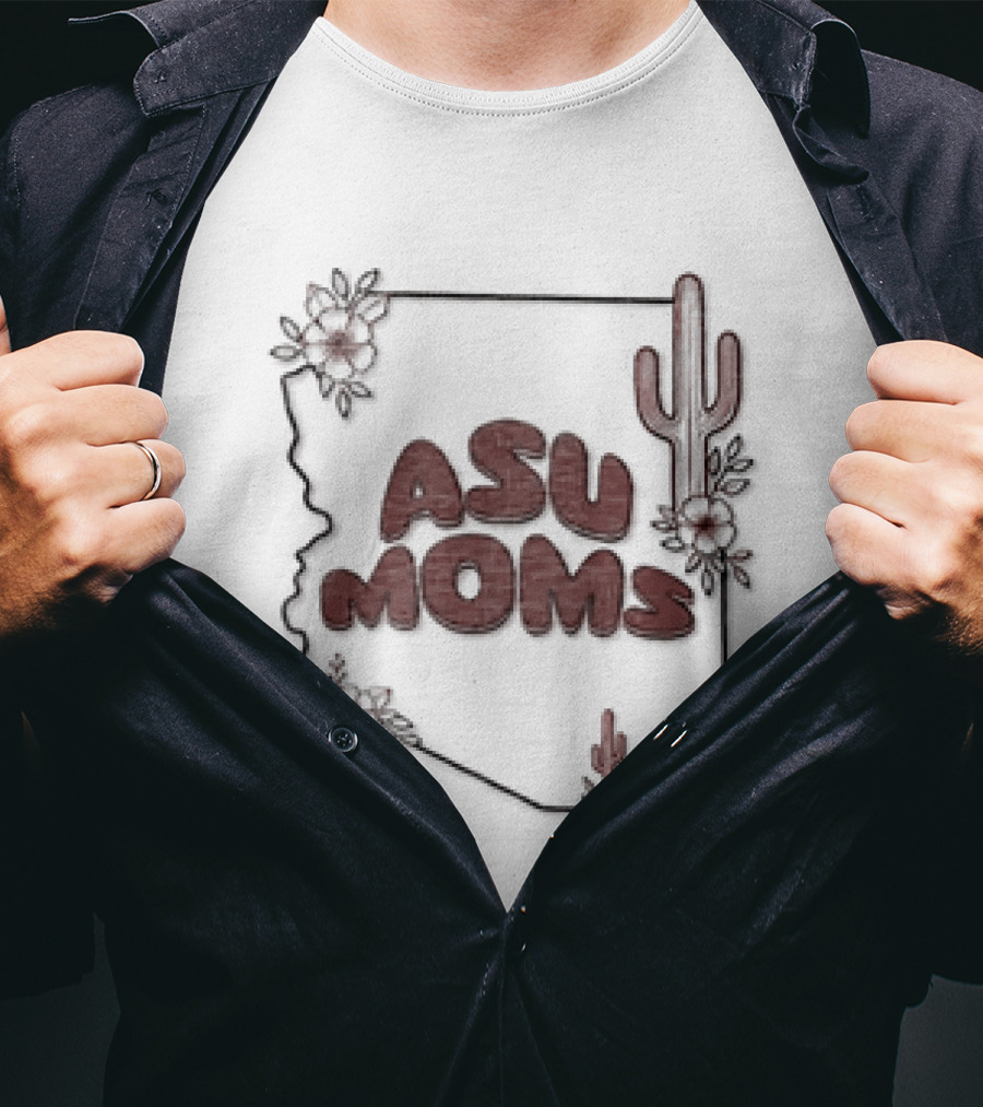 Arizona State University Moms Map Flowers Cactus T-Shirt