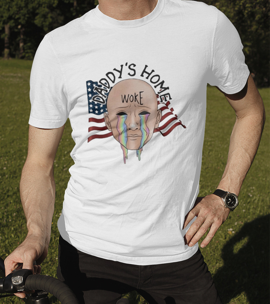 Daddy's Home Woke Crying Face With Flags T-Shirt