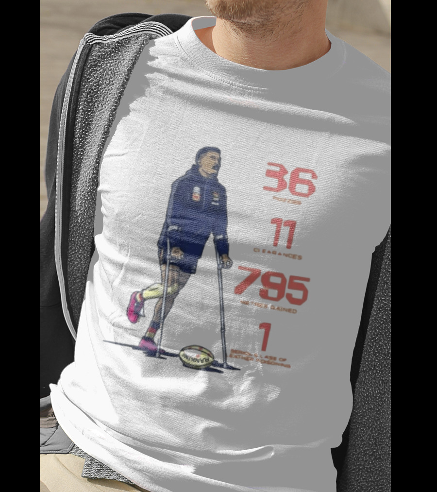 Izak Rankine 36 Tackles Crutches Adelaide Crows AFL Stats 795 Meters Gained T-Shirt