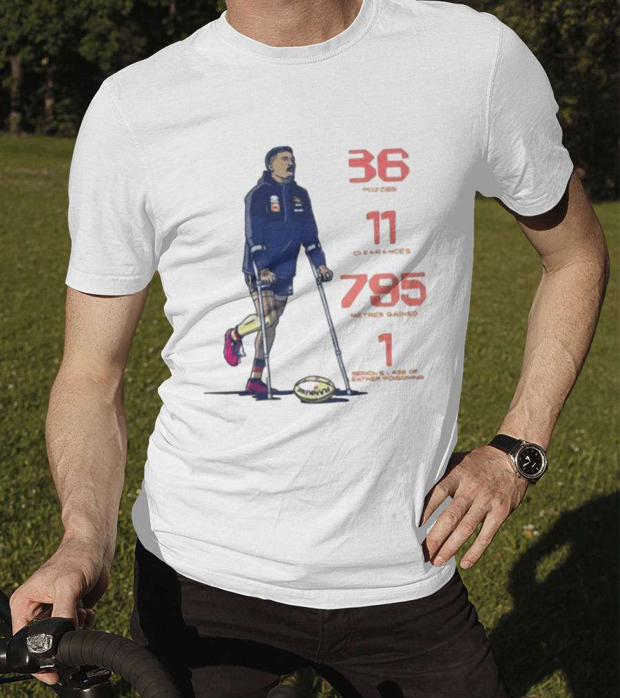 Izak Rankine 36 Tackles Crutches Adelaide Crows AFL Stats 795 Meters Gained T-Shirt