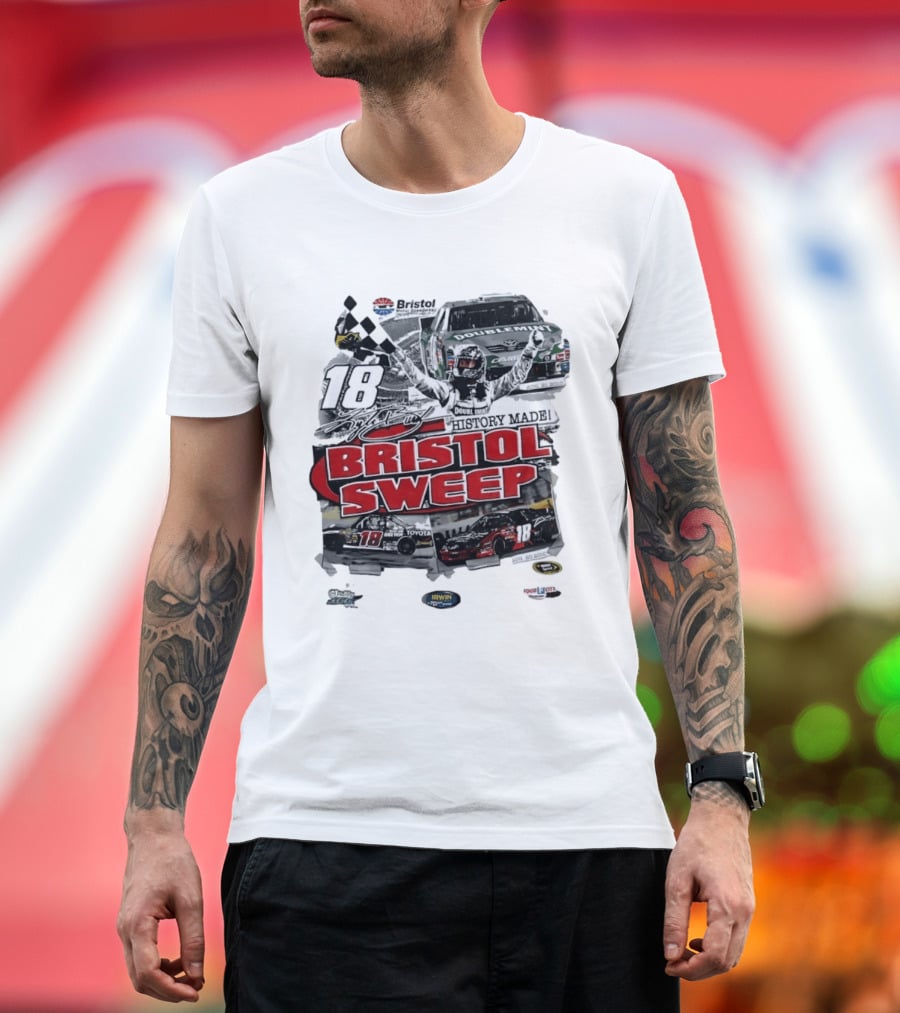 Bristol Motor Speedway History Made Three Wins August 2010 18 Bristol Sweep T-Shirt