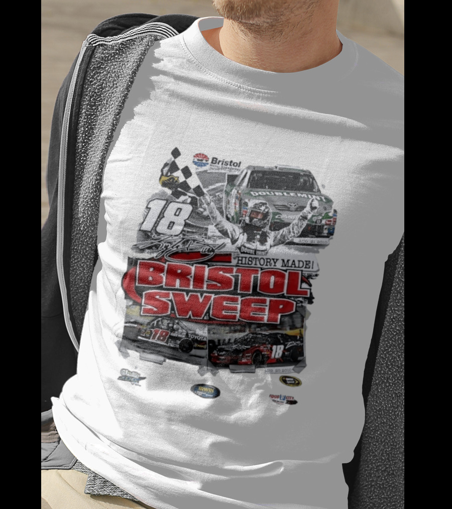 Bristol Motor Speedway History Made Three Wins August 2010 18 Bristol Sweep T-Shirt