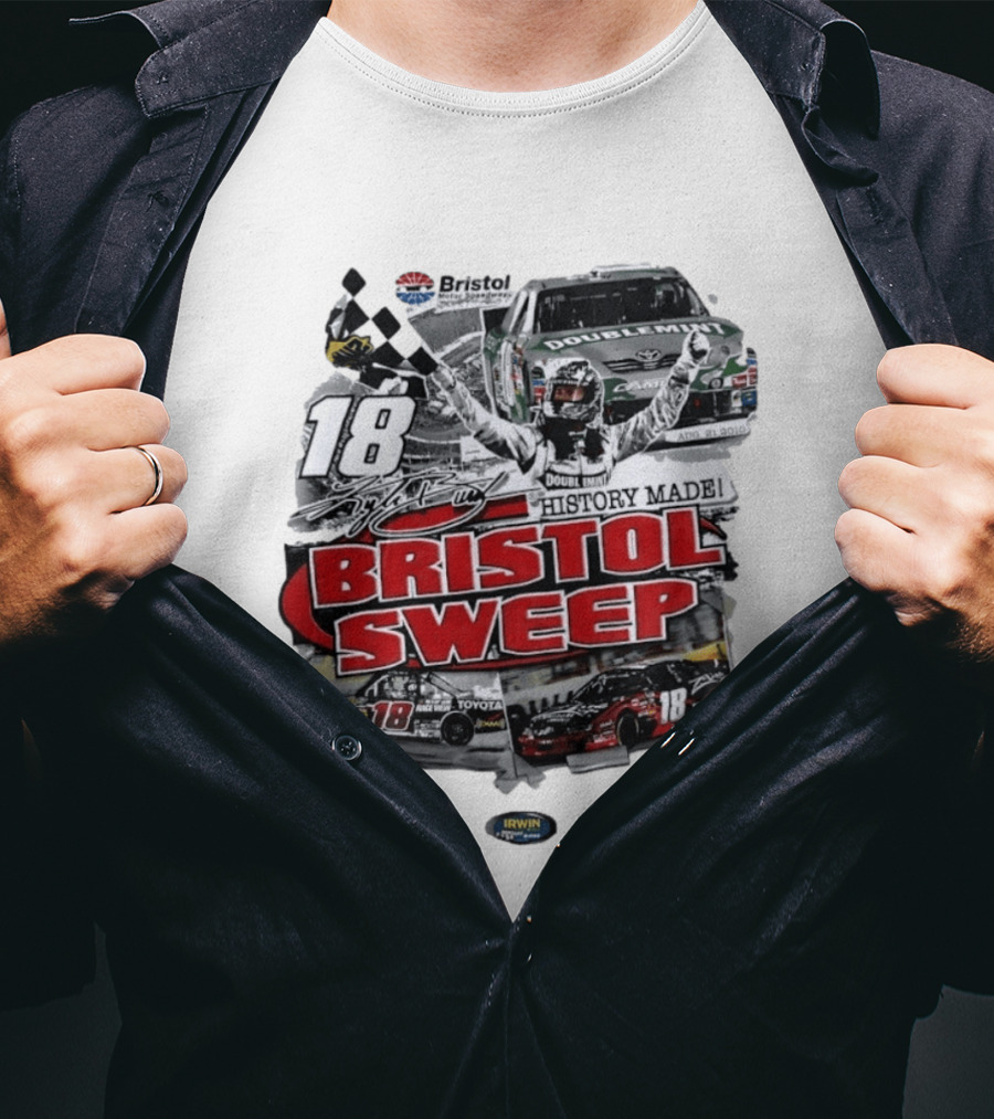 Bristol Motor Speedway History Made Three Wins August 2010 18 Bristol Sweep T-Shirt