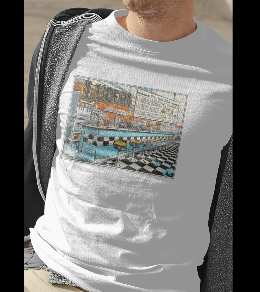 Lucero Fall Tour 2026 Diner Indie Rock Showdeer Vintage Americana Scenery T-Shirt