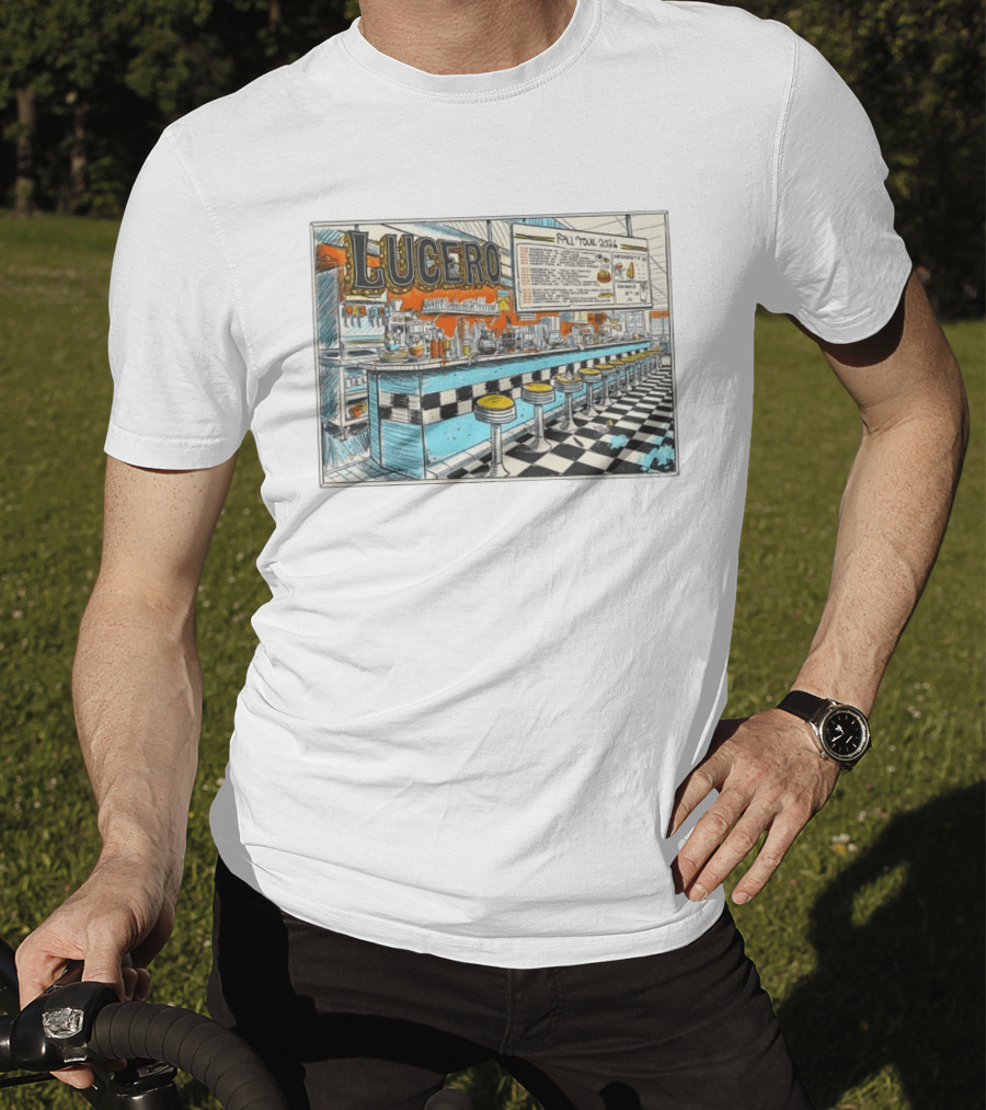 Lucero Fall Tour 2026 Diner Indie Rock Showdeer Vintage Americana Scenery T-Shirt