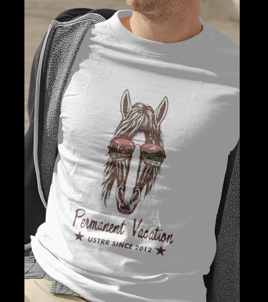 Permanent Vacation Horse USTRR Since 2012 Sunset Glasses T-Shirt