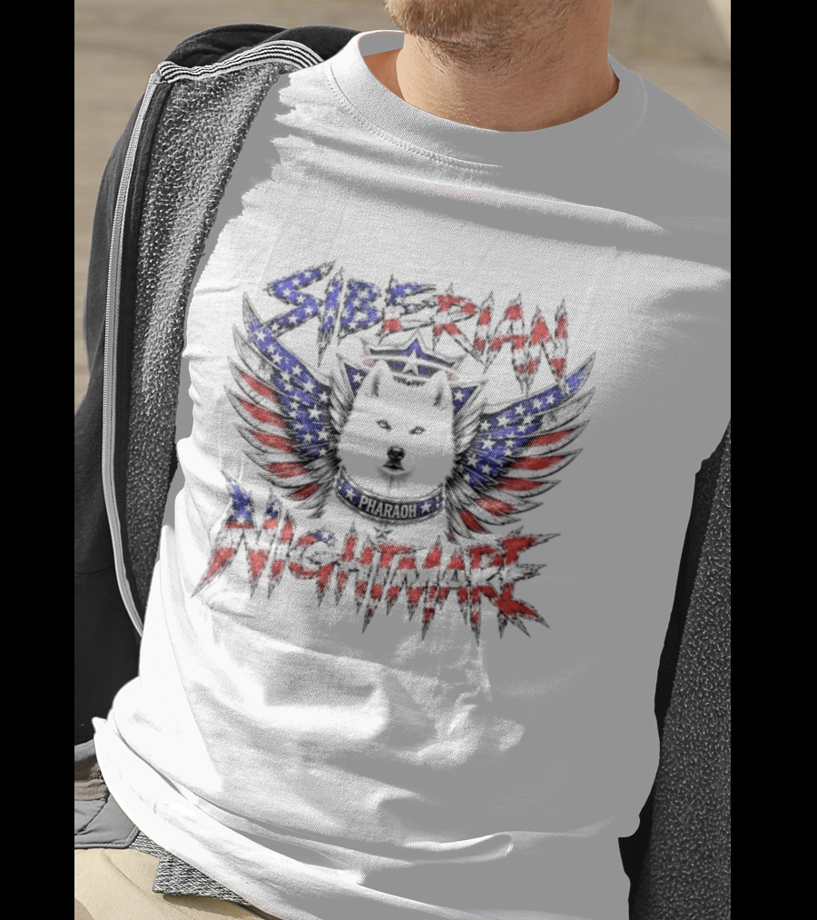 Siberian Nightmare Husky Wings American Flag T-Shirt