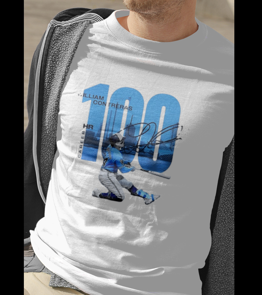 William Contreras Milwaukee Brewers 100 HR Milestone Signature T-Shirt