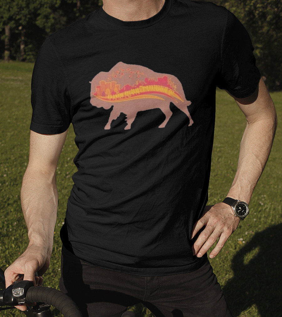 131st Annual YMCA Turkey Trot Thanksgiving Buffalo New York 2026 Runner Buffalo Silhouette Cityscape T-Shirt