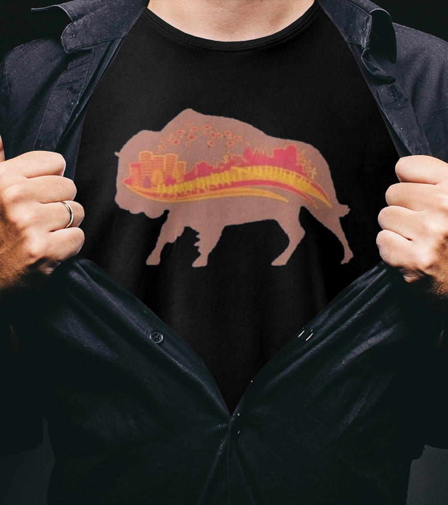 131st Annual YMCA Turkey Trot Thanksgiving Buffalo New York 2026 Runner Buffalo Silhouette Cityscape T-Shirt