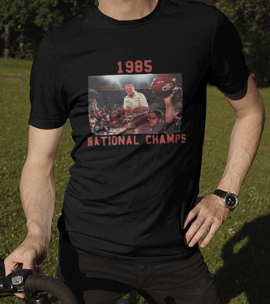 1985 National Champs Barry Switzer Tony Casillas Celebration T-Shirt
