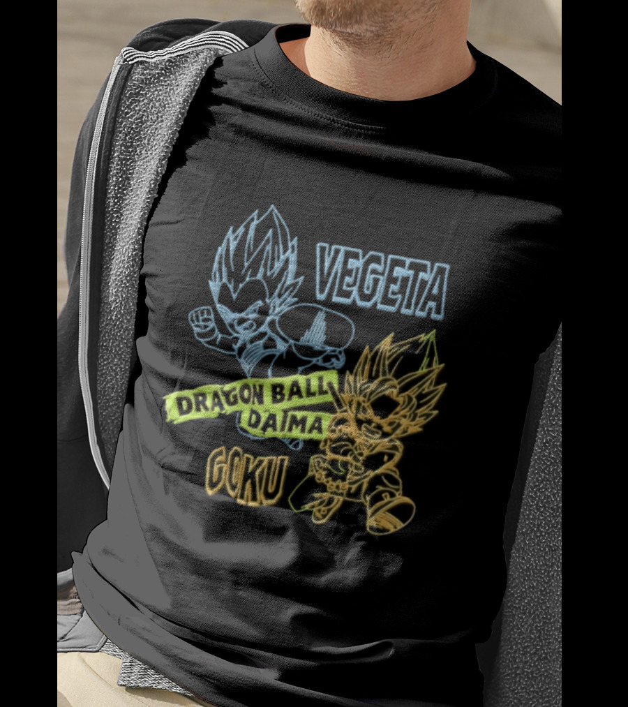 Dragon Ball Daima Vegeta Goku Neon Line Anime Characters Action Poses T-Shirt