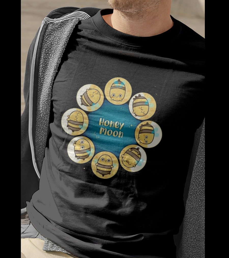 Honey Moon Bee Phases Astronomical Nature Cycle T-Shirt