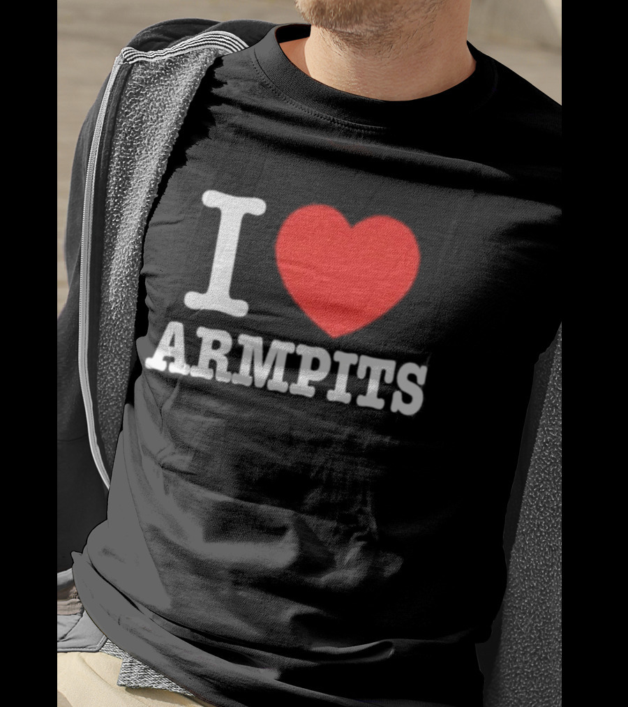 I Love Armpits Fetish Humor Bold White Red Heart T-Shirt