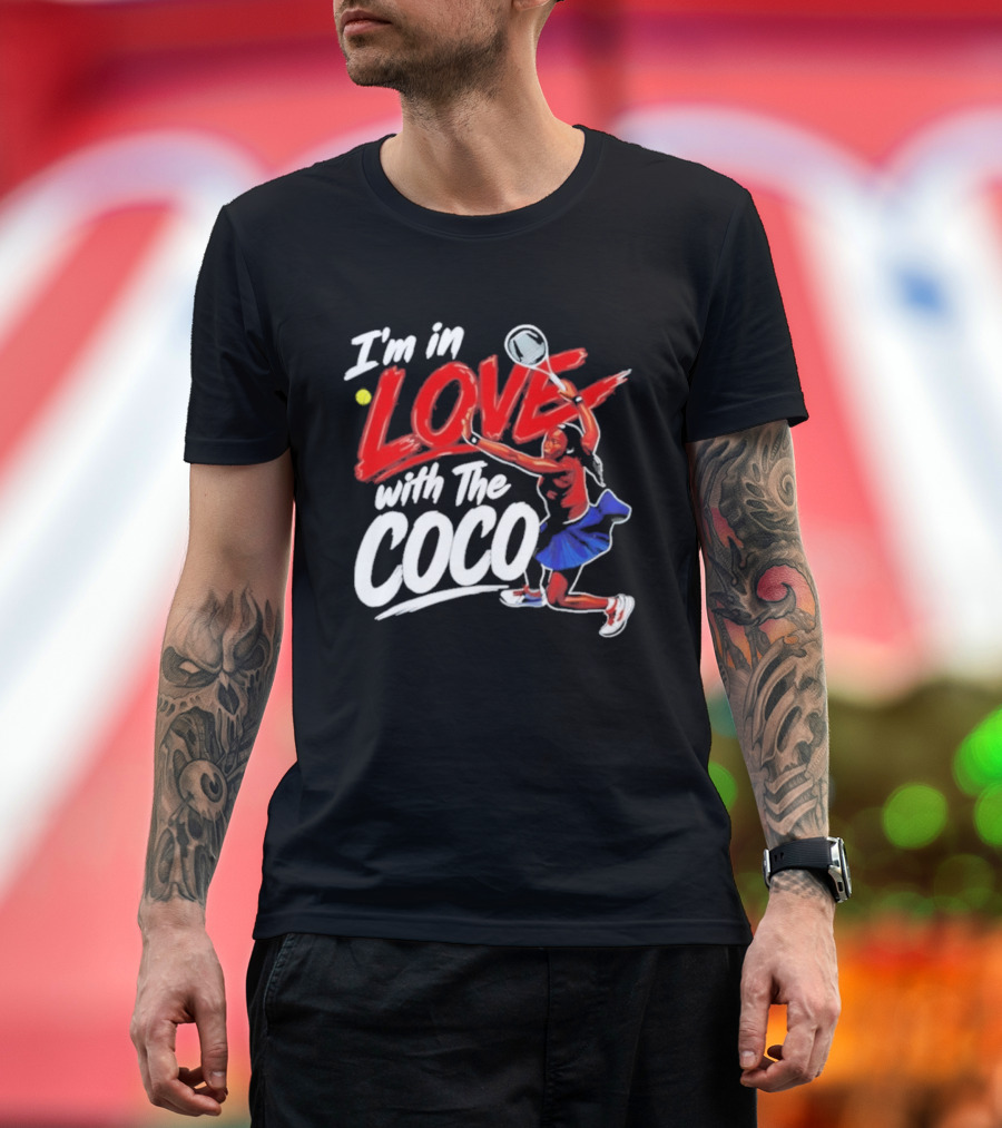 I'm In Love With The Coco Tennis Slam Action Bold Red And White T-Shirt