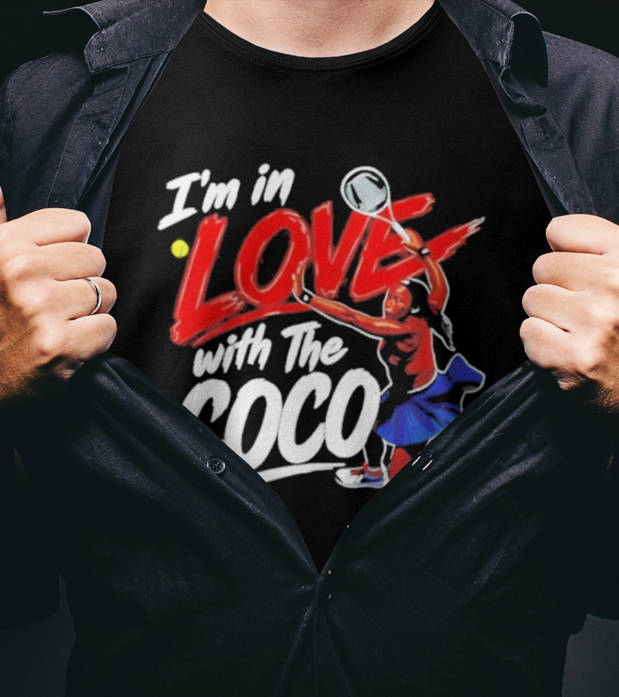 I'm In Love With The Coco Tennis Slam Action Bold Red And White T-Shirt