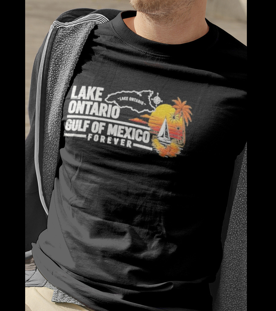 Lake Ontario Gulf Of Mexico Map Sunset Palm 2026 T-Shirt