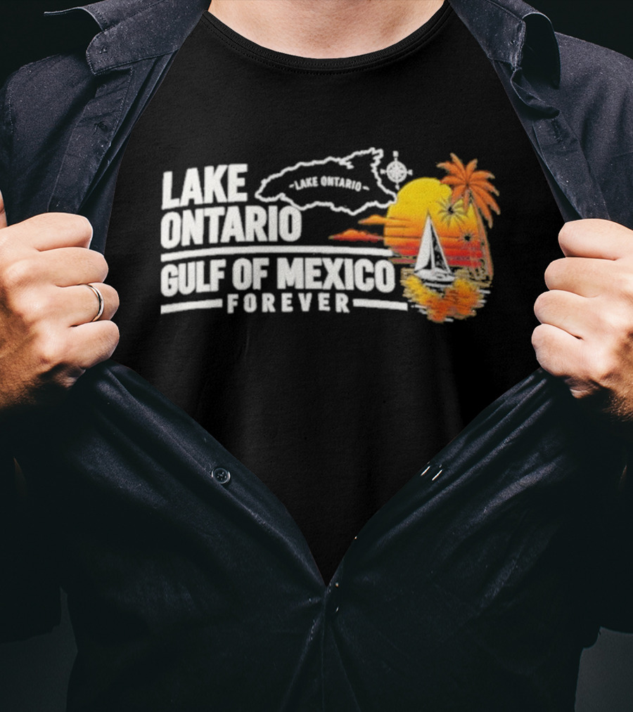 Lake Ontario Gulf Of Mexico Map Sunset Palm 2026 T-Shirt