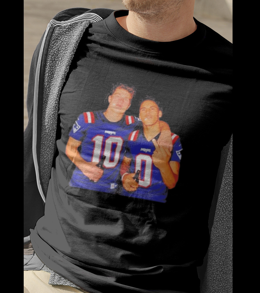 New England Patriots Drake Maye Christian Gonzalez Middle Finger Beer T-Shirt