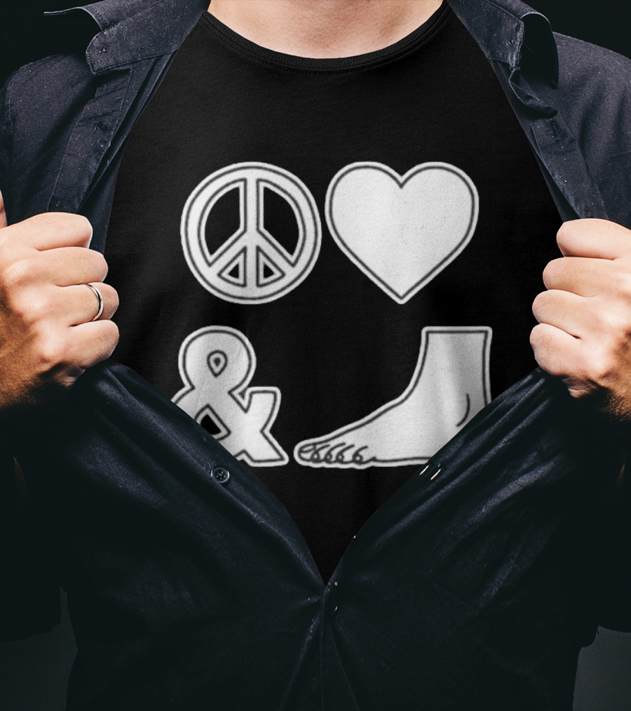 Peace Love & Feet Heart Foot T-Shirt