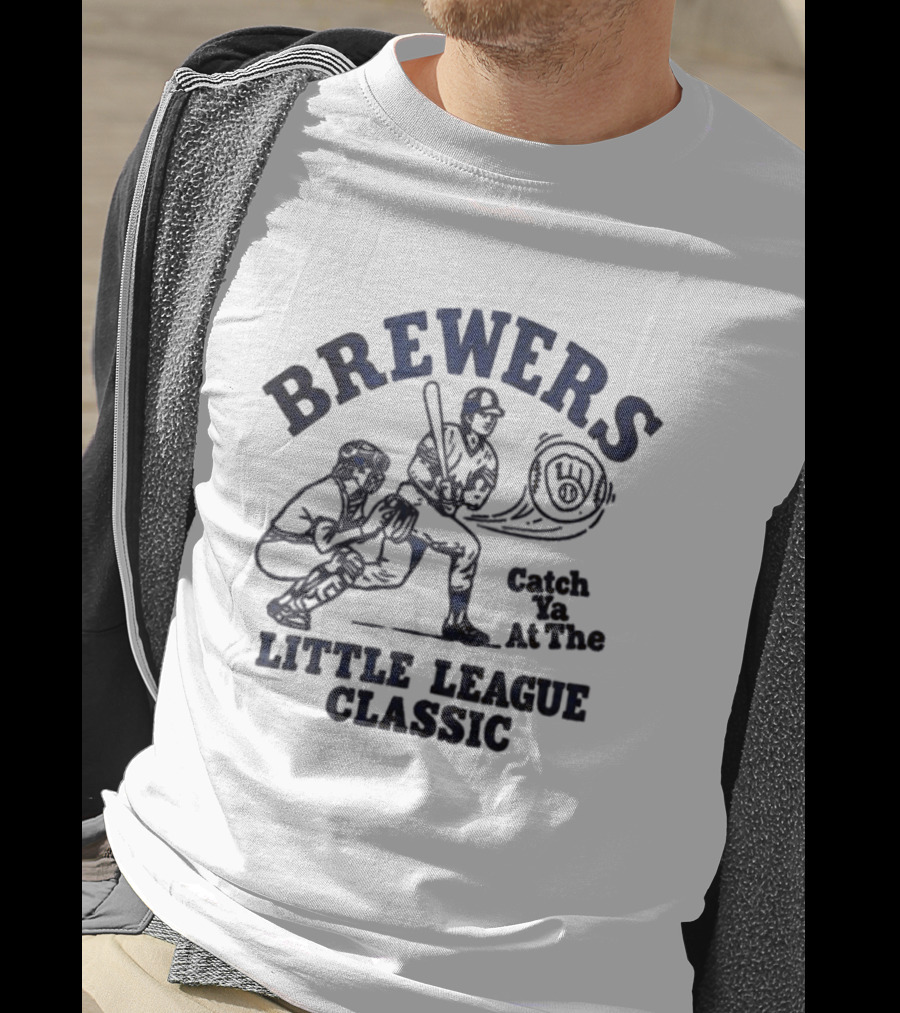 Brewers Catch Ya At The Little League Classic 2026 Batter And Catcher Baseball Scene T-Shirt