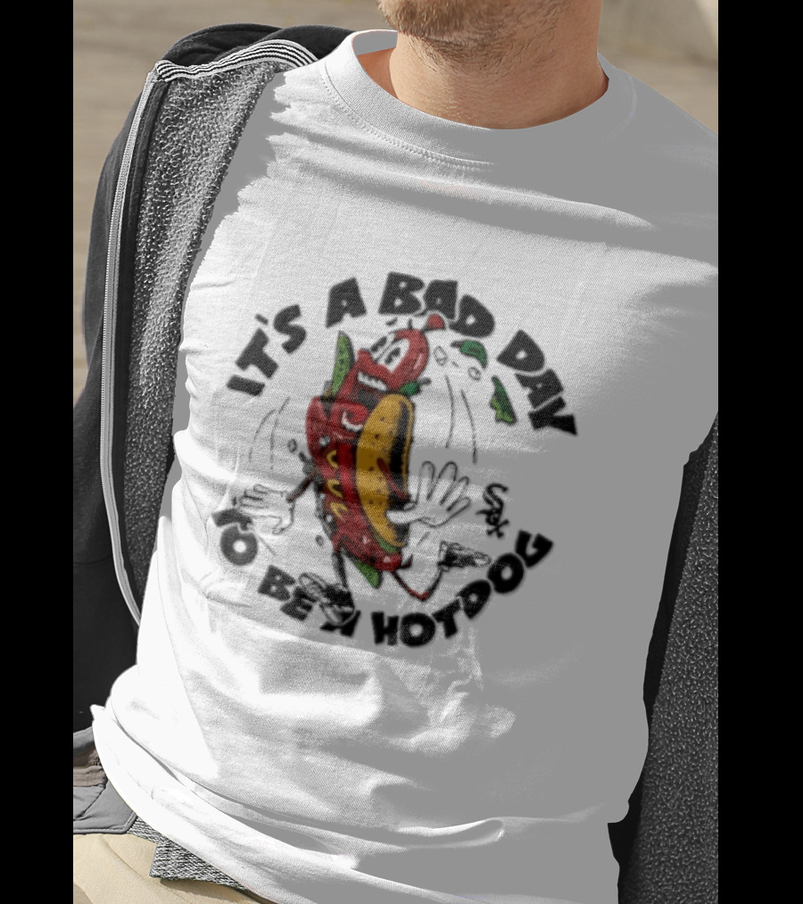 Chicago White Sox MLB It's A Bad Day To Be Hotdog Panicked Cartoon Sausage Running T-Shirt
