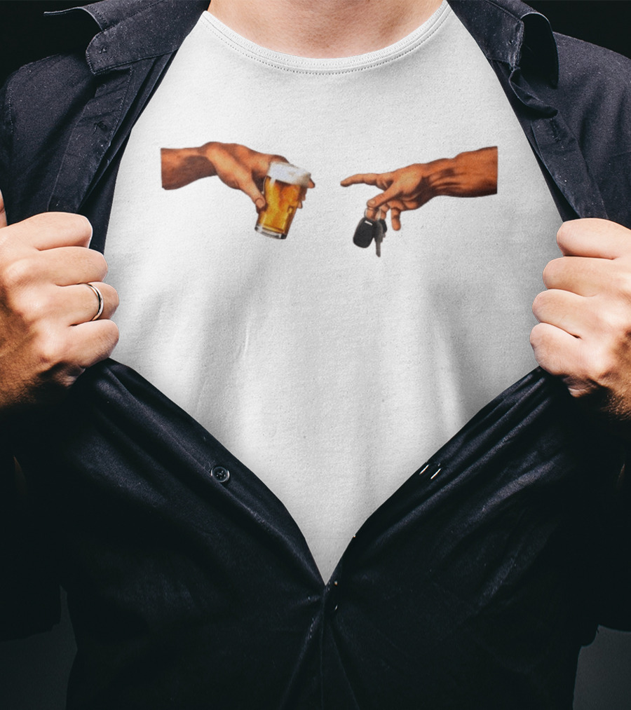Creation Of Adam Beer Handing Over Car Keys T-Shirt