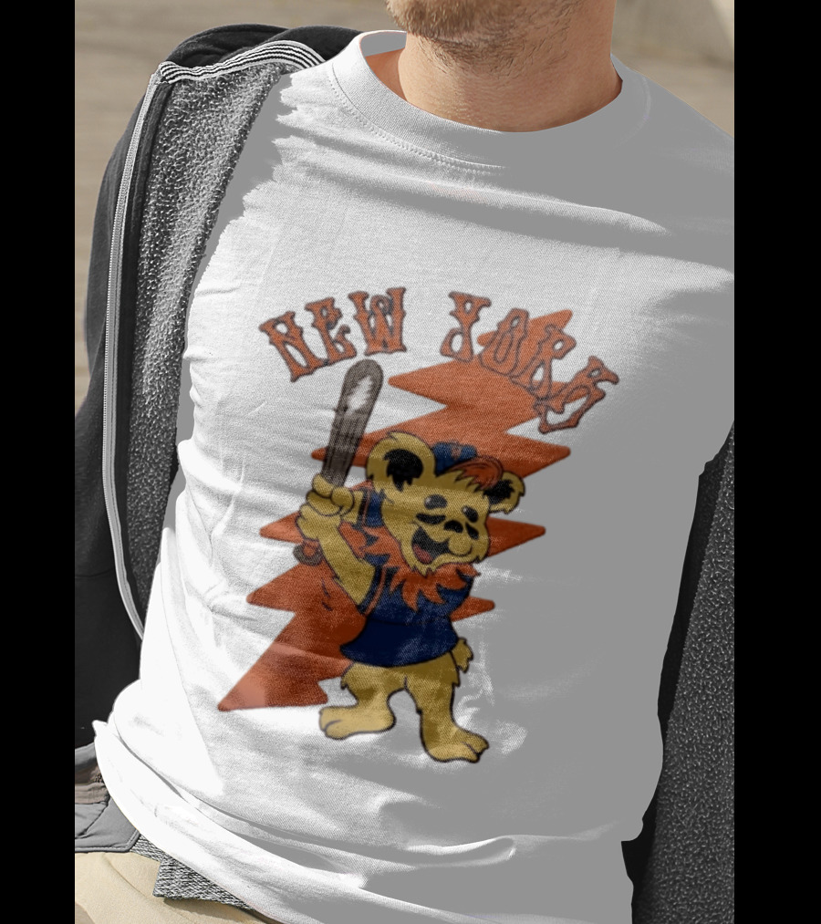 New York Grateful Dead Dancing Bear Batting Baseball Mets MLB T-Shirt