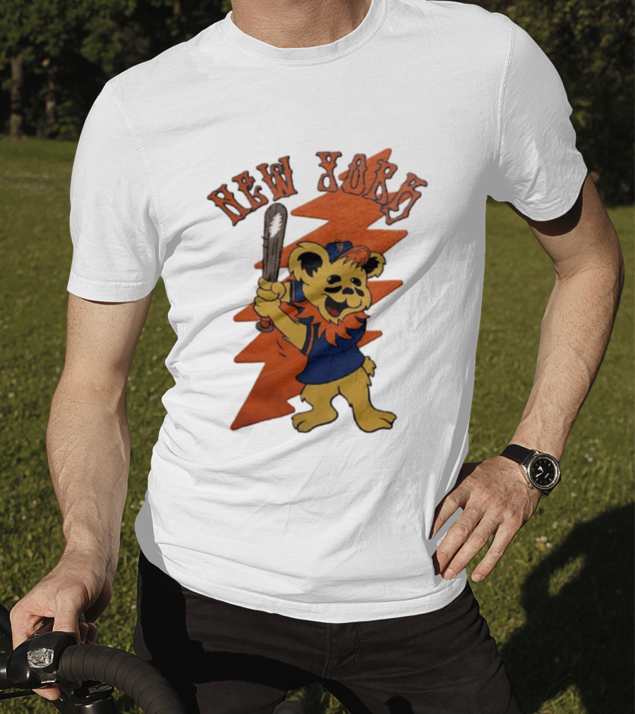 New York Grateful Dead Dancing Bear Batting Baseball Mets MLB T-Shirt