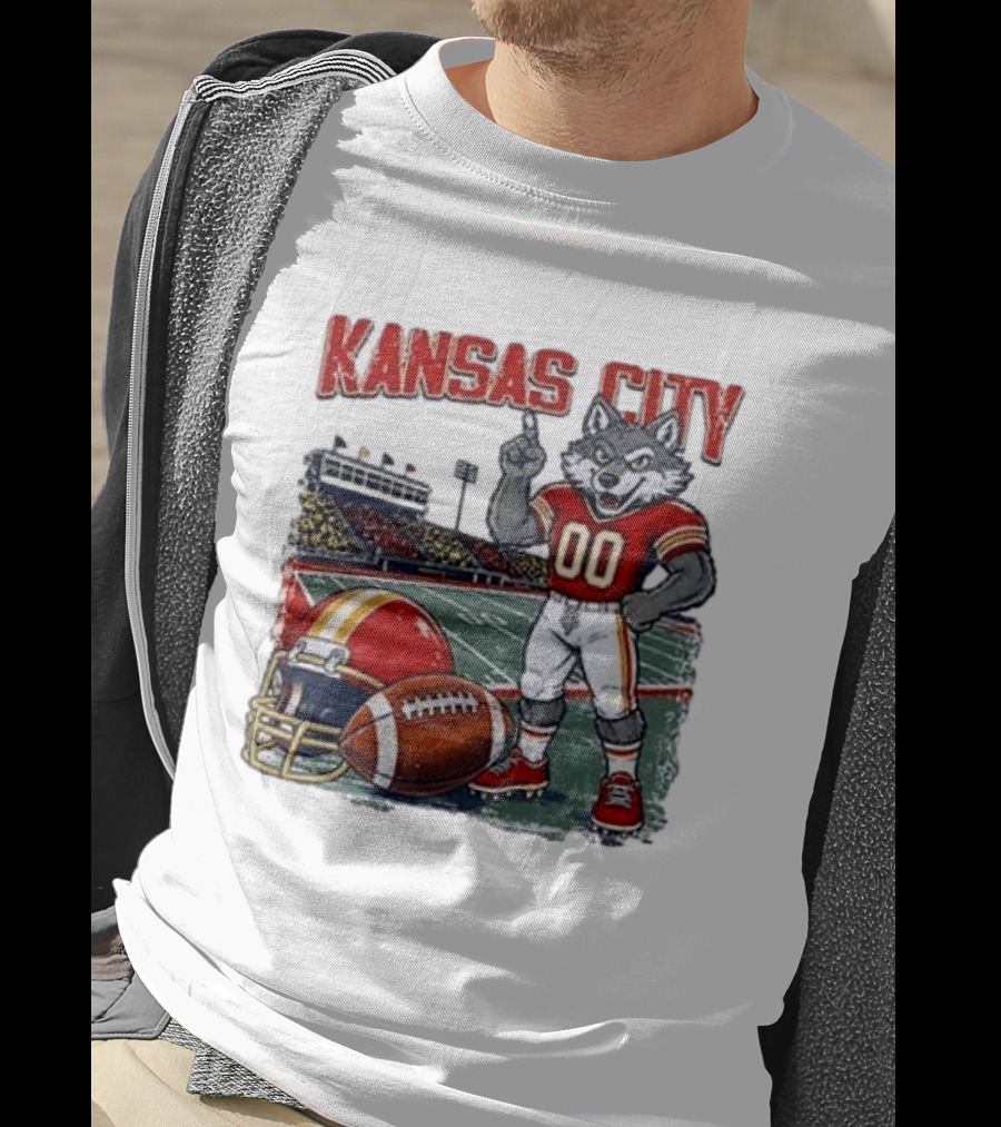 Kansas City Chiefs Wolf Mascot Football Stadium Scene T-Shirt