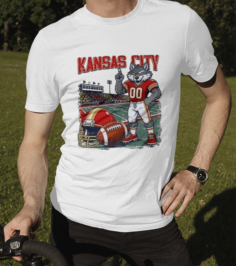 Kansas City Chiefs Wolf Mascot Football Stadium Scene T-Shirt