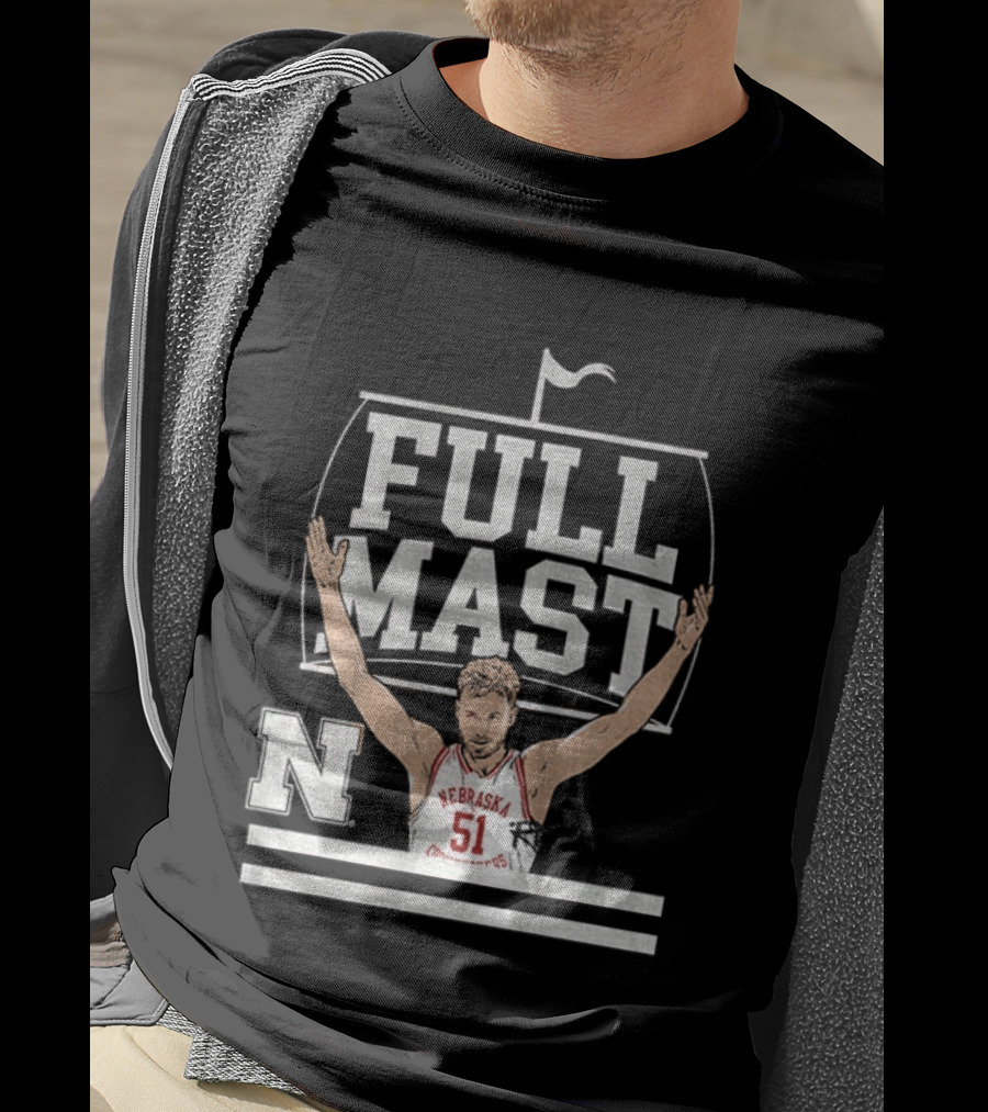 Rienk Mast 51 Full Mast Nebraska Cornhuskers Basketball Cartoon T-Shirt