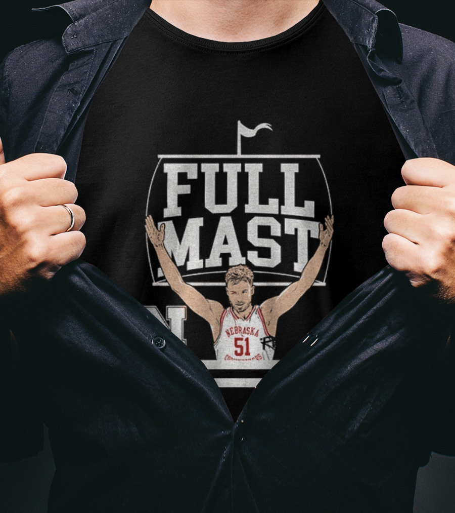 Rienk Mast 51 Full Mast Nebraska Cornhuskers Basketball Cartoon T-Shirt