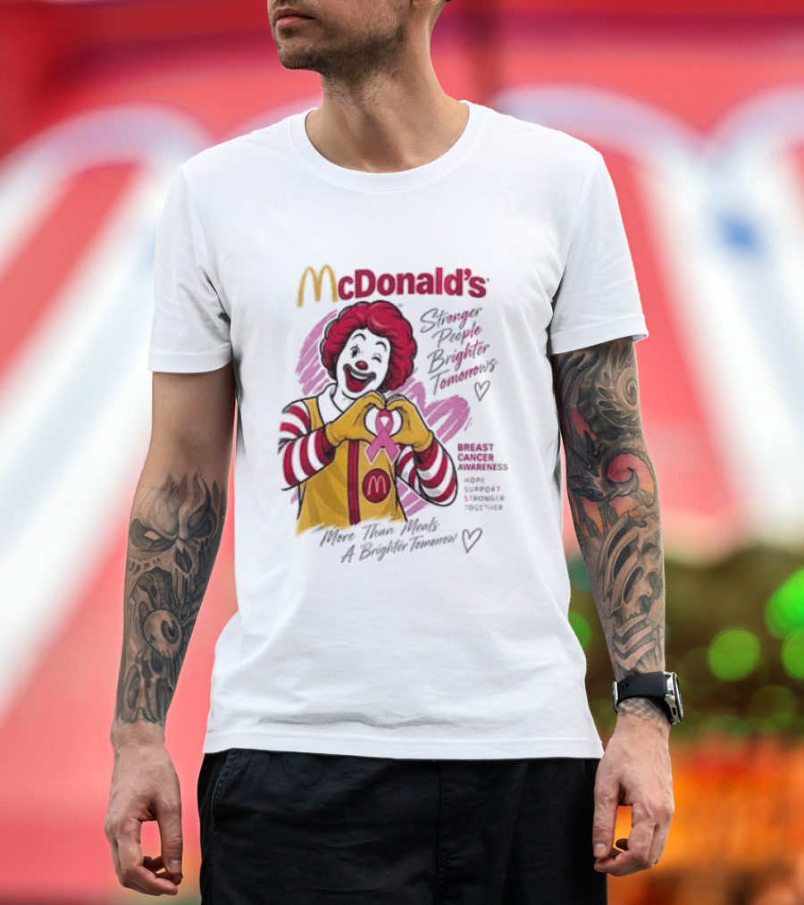 McDonald's Ronald McDonald Breast Cancer Awareness "More Than Meals A Brighter Tomorrow" Pink Ribbon T-Shirt