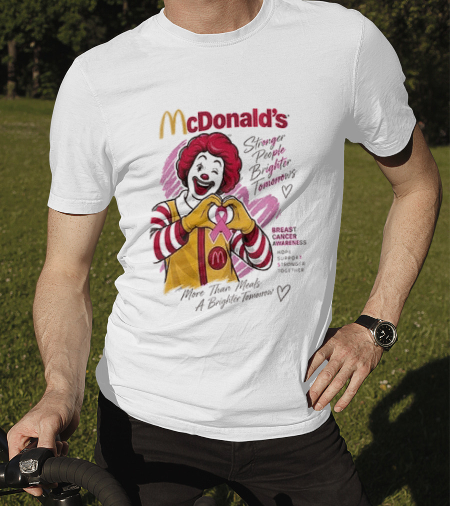 McDonald's Ronald McDonald Breast Cancer Awareness "More Than Meals A Brighter Tomorrow" Pink Ribbon T-Shirt