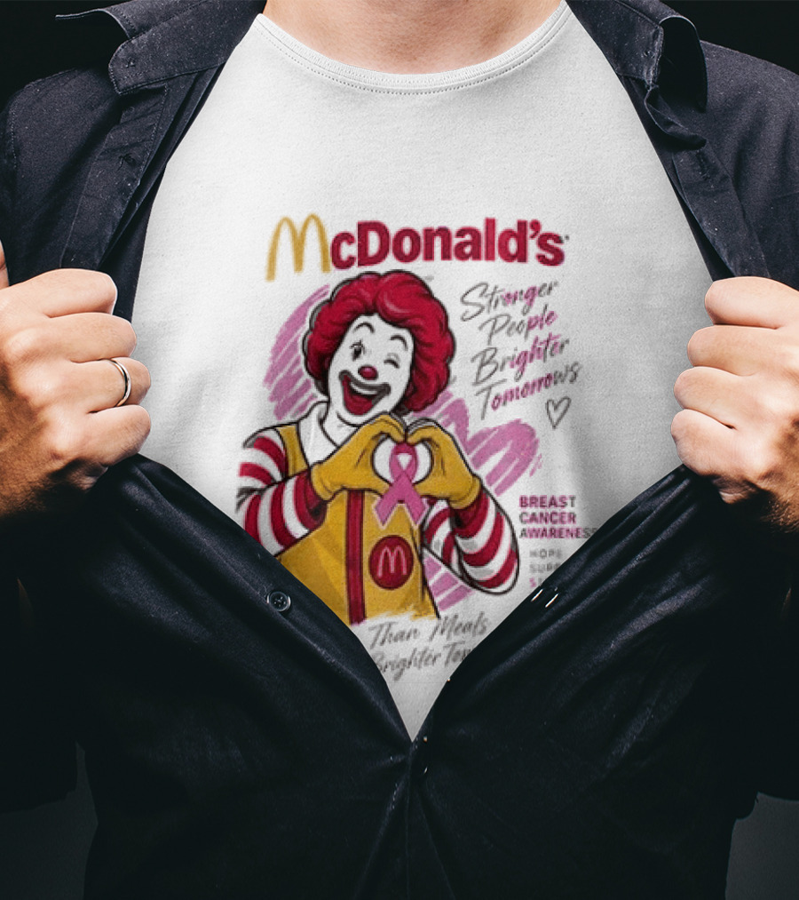 McDonald's Ronald McDonald Breast Cancer Awareness "More Than Meals A Brighter Tomorrow" Pink Ribbon T-Shirt