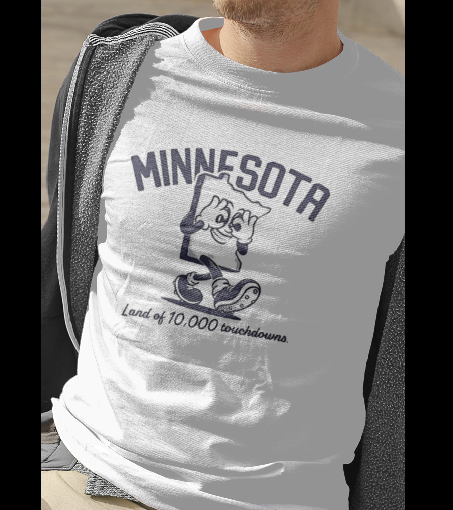 Minnesota Land Of 10000 Touchdowns Football Cartoon T-Shirt