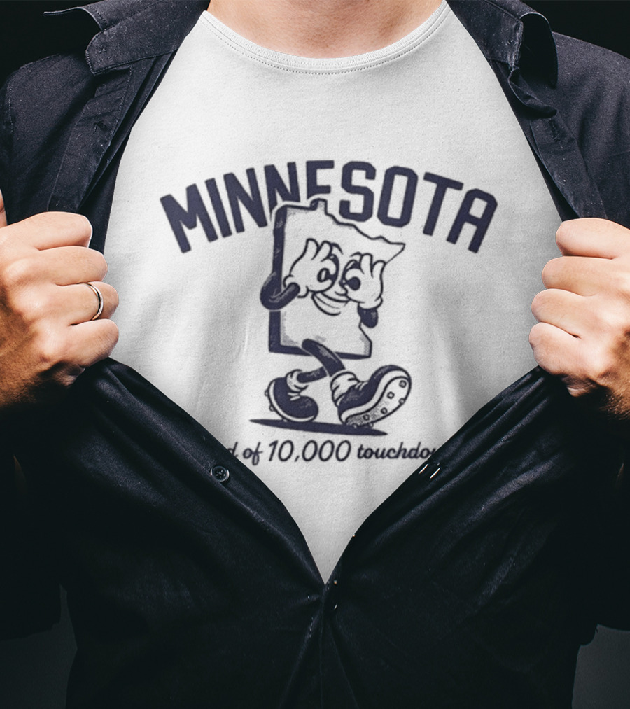 Minnesota Land Of 10000 Touchdowns Football Cartoon T-Shirt