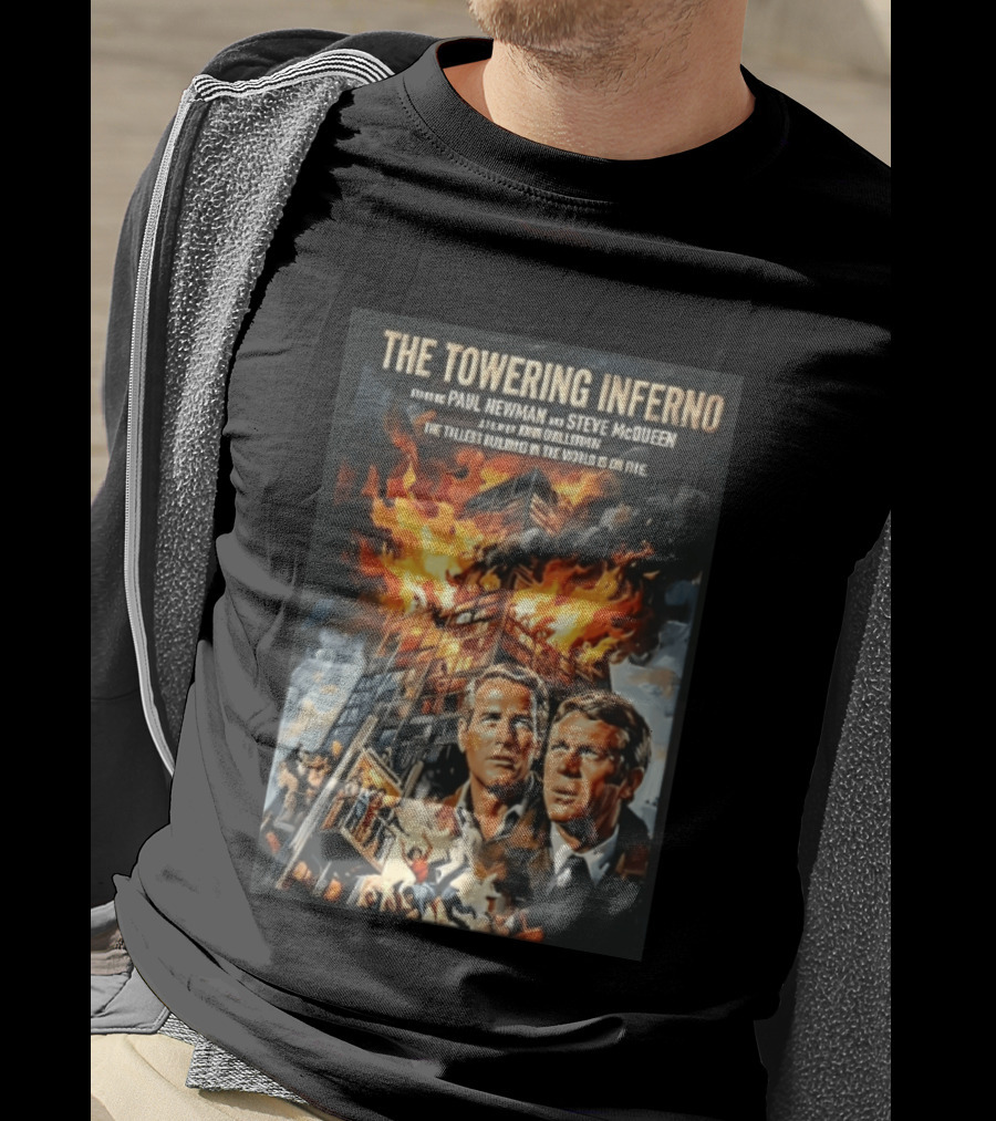 The Towering Inferno Paul Newman Steve McQueen Skyscraper Fire T-Shirt