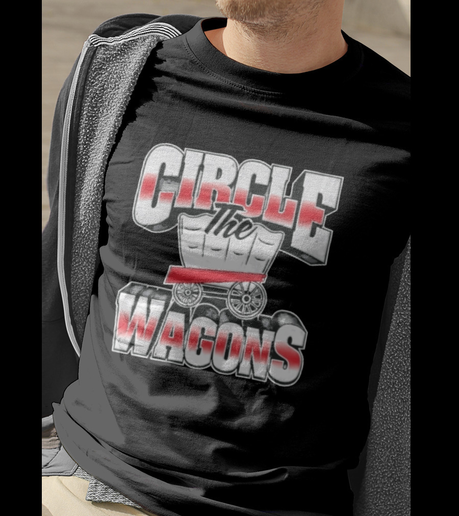 Circle The Wagons Pioneer Covered Wagon Red White 3D T-Shirt